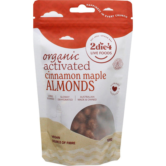 2die4 Live Foods Organic Activated Almonds Cinnamon Maple 100g Payless 4 Organics