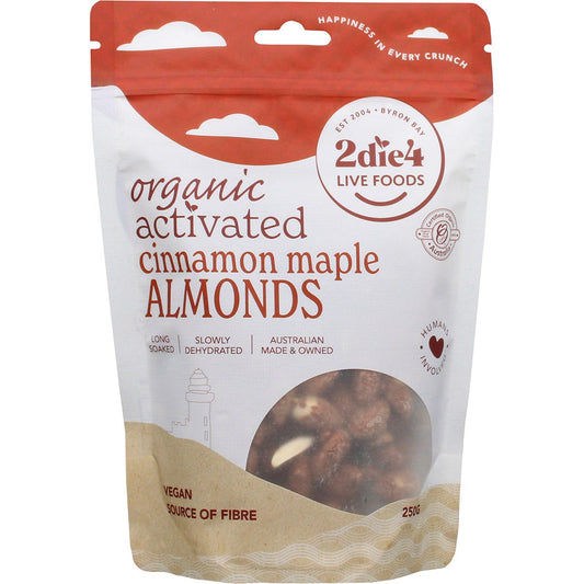 2die4 Live Foods Organic Activated Almonds Cinnamon Maple 250g Payless 4 Organics