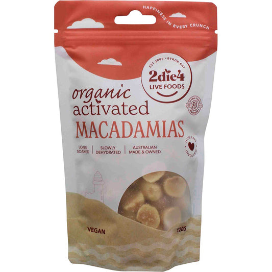 2die4 Live Foods Organic Activated Macadamias 120g Payless 4 Organics