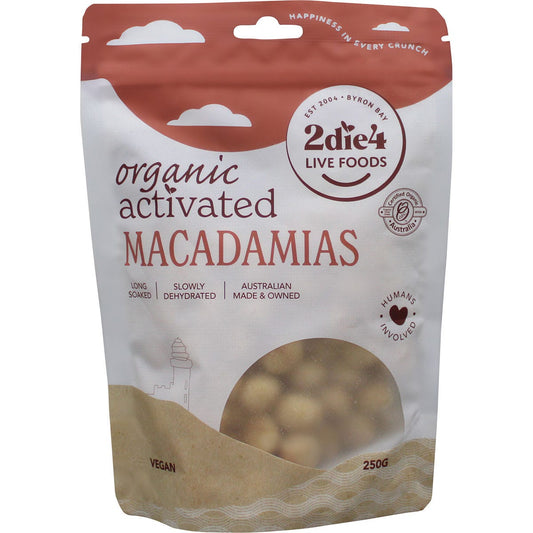 2die4 Live Foods Organic Activated Macadamias 250g Payless 4 Organics
