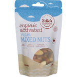 120g bag of 2die4 Live Foods Organic Activated Mixed Nuts Vegan featuring a variety of nuts on a white background.