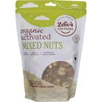 600g bag of 2die4 Live Foods Organic Activated Mixed Nuts with Fresh Whey featuring various nuts on the label.