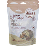 2die4 Live Foods Organic Activated Vegan Muesli 300g bag with nuts, seeds, and dried fruits on a white background.