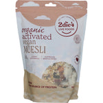 600g bag of 2die4 Live Foods Organic Activated Vegan Muesli featuring nuts, seeds, and dried fruit.