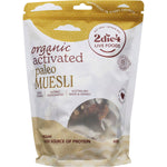 600g bag of 2die4 Live Foods Organic Activated Paleo Muesli with nuts, seeds, and berries on a white background.
