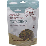 250g bag of 2die4 Live Foods Organic Activated Pistachios with a clear window showing the green nuts inside.