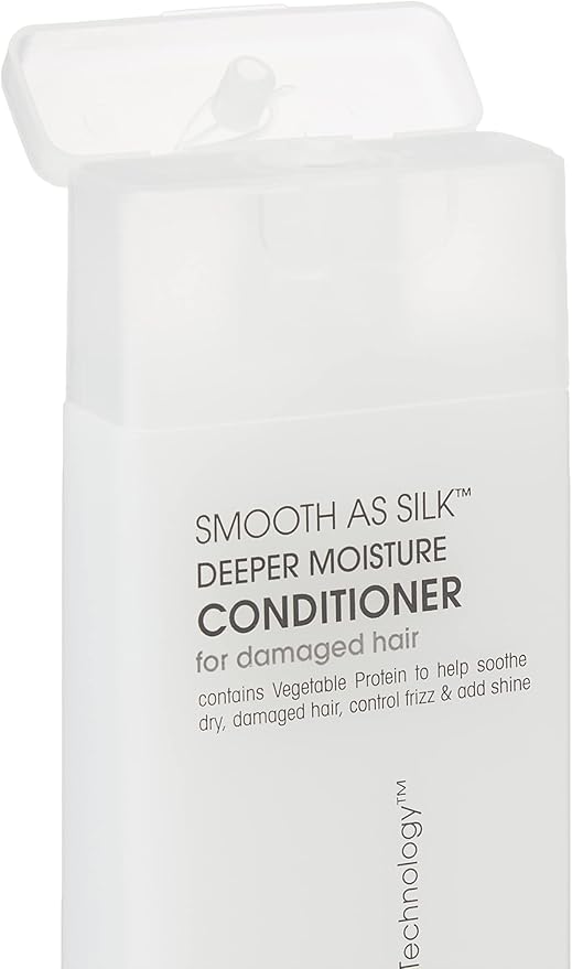 250ml bottle of Giovanni Smooth As Silk Deeper Moisture Conditioner for damaged hair on a white background.