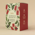 Side view of a Kintra Foods Australian Breakfast tea box on a white background.
