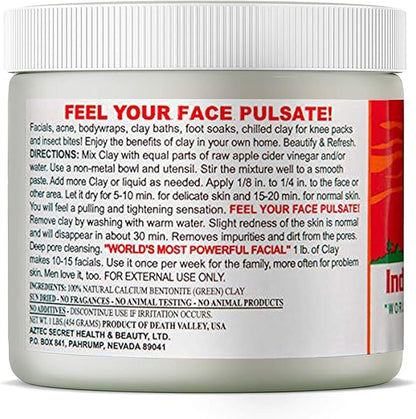Aztec Secret 100% Natural Calcium Bentonite Clay Facial Clay 454g