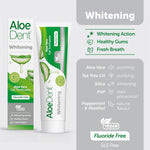 Aloe Dent 100ml whitening toothpaste tube shown from the front on a clean white background.