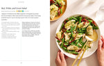 Interior page of Eat Like a Girl by Dr. Mindy Pelz featuring recipe photos and a quote on a white background.