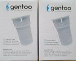 Two Ecobud Gentoo water filter replacement cartridges shown in their individual plastic packaging on a white background.
