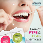Close-up of Dr Tung's Smart Floss in a yellow oval dispenser on a white background.