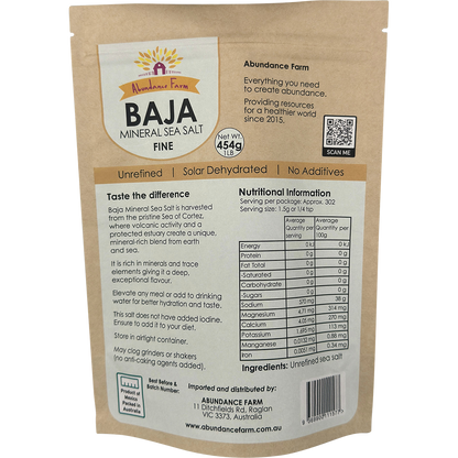 Abundance Farm Baja Mineral Sea Salt Fine 454g