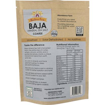 Abundance Farm Baja Mineral Sea Salt Coarse 454g