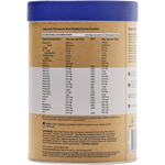 Right side of Amazonia Raw All-In-One Meal Replacement 750g Decadent Chocolate tub on a white background.