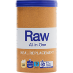 Amazonia Raw All-In-One Meal Replacement 350g tub in Vanilla Creme flavor on a white background.
