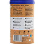 Left side view of Amazonia 350g Vanilla Creme Meal Replacement tub with product details on a white background.
