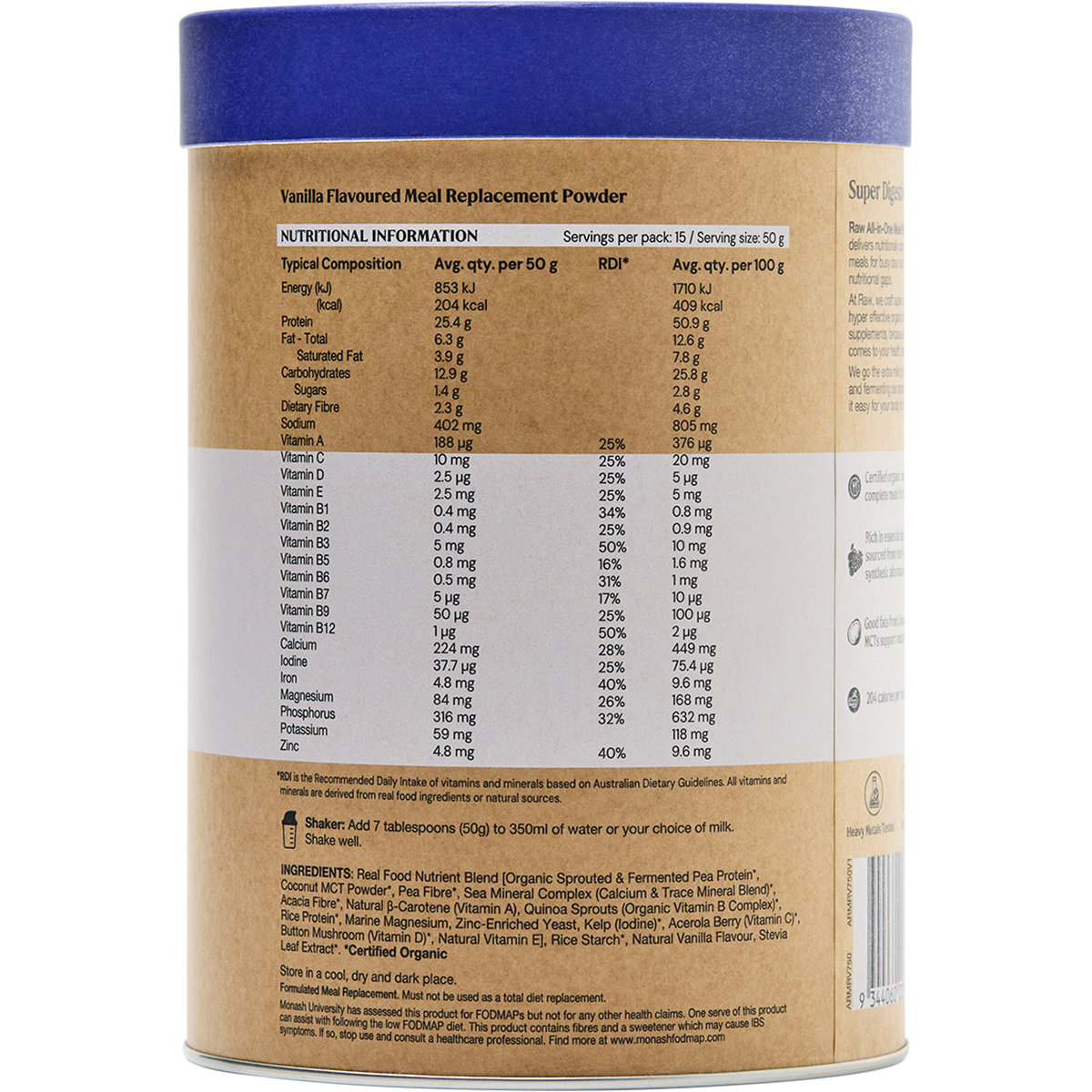 Amazonia Raw All-In-One Meal Replacement Vanilla Creme 750g