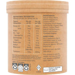 Side view of Amazonia Raw Sleep Magnesium Dreamy Vanilla 100g tub with botanical illustrations on a white background.