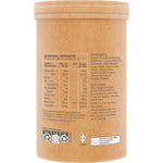 Side view of a 200g tub of Amazonia Raw Sleep Magnesium Dreamy Vanilla with botanical illustrations on a white background.