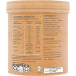 Right-side view of a 100g tub of Amazonia Raw Muscle Magnesium in Creamy Mango with botanical illustrations.