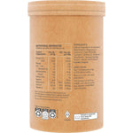 Right-angled view of a 200g tub of Amazonia Raw Muscle Magnesium Creamy Mango showing botanical illustrations.