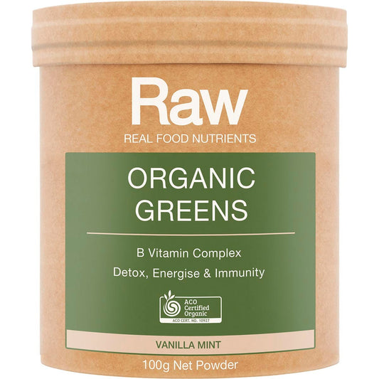 Amazonia Raw Organic Greens Vanilla Mint 100g