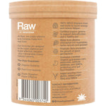 Side view of an Amazonia Raw Organic Greens Vanilla Mint 100g tub on a white background.