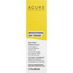 Back of ACURE Brightening Day Cream box with ingredients, directions, and 100% vegan claims on a white background.