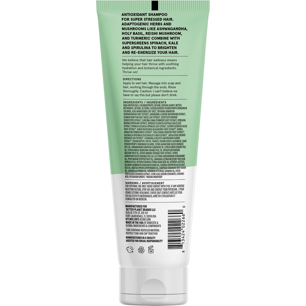 ACURE Juice Cleanse Supergreens & Adaptogens Shampoo 236ml Payless 4 Organics