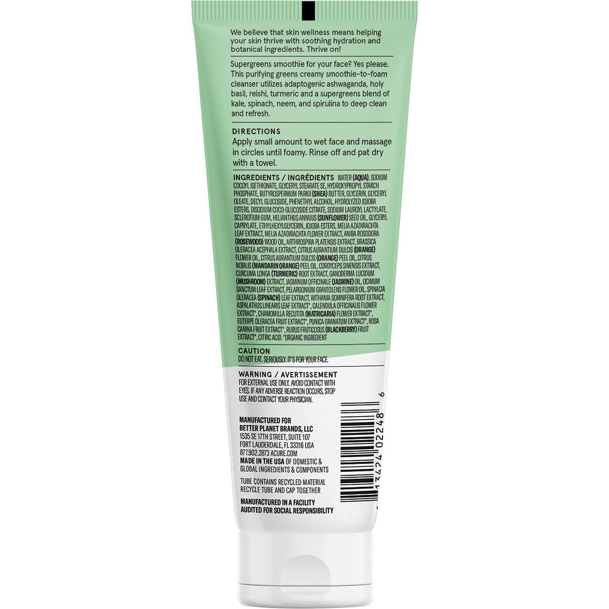 ACURE Ultra Hydrating Green Juice Cleanser 118ml Payless 4 Organics