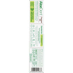 Back of Aloe Dent Coconut Oil Toothpaste box with nutrition facts, ingredients, and instructions.