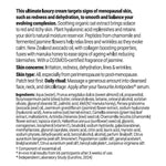 Back of Antipodes Jasmine Flower Menopause Facial Cream box showing ingredients, directions, and product details.