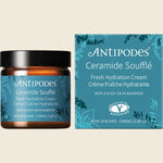 Antipodes Ceramide Souffle Fresh Hydration Cream 60ml jar and box with botanical illustrations.