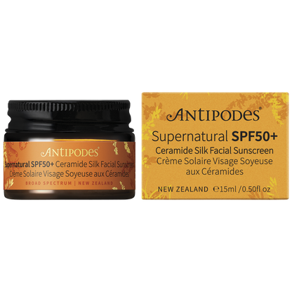 Antipodes Supernatural SPF50+ Ceramide Silk Facial Sunscreen MINI 15ml