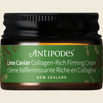 Antipodes Lime Caviar 15ml mini jar with a silver lid on a white background.