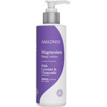200ml bottle of Amazing Oils Magnesium Sleep Lotion with Lavender and Chamomile on a white background.