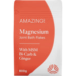 800g bag of Amazing Oils Magnesium Joint Bath Flakes with MSM, bi-carb, and ginger for joint support.
