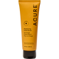 Yellow tube of ACURE Brightening Facial Scrub, 118ml, with sea kelp and French green clay on a white background.