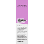 ACURE Radically Rejuvenating Eye Cream 30ml product box with CoQ10 and edelweiss extract on a white background.