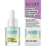ACURE Radically Rejuvenating Bakuchiol Serum 20ml bottle and box with blue and yellow dual-phase liquid.