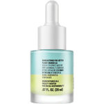 Side view of a 20ml bottle of ACURE Bakuchiol Serum with a white dropper and blue and yellow dual-phase liquid.