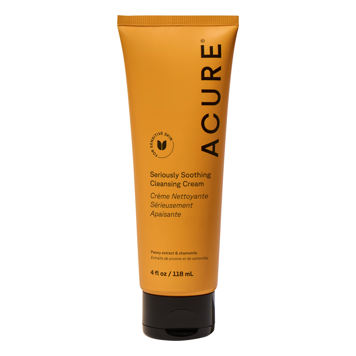 Acure Seriously Soothing Cleansing Cream in a 118ml purple tube for dry to sensitive skin.
