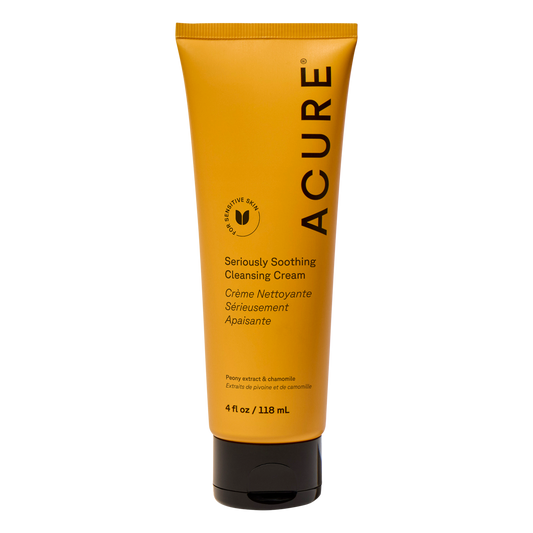 Acure Seriously Soothing Cleansing Cream in a 118ml purple tube for dry to sensitive skin.