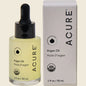 ACURE The Essentials Argan Oil 30ml bottle and packaging box featuring a yellow and white geometric design.
