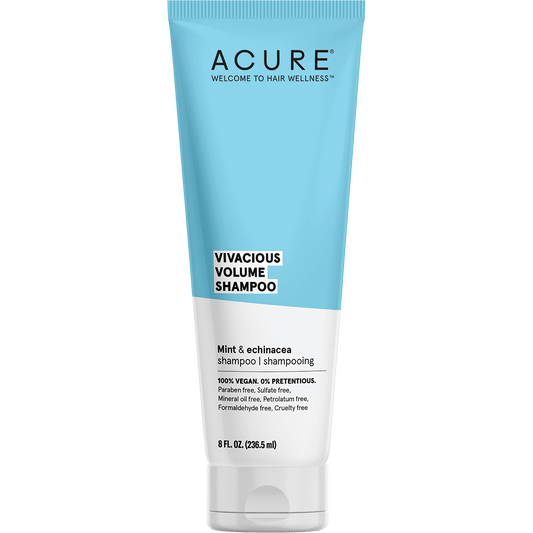 236.5ml bottle of ACURE Vivacious Volume Shampoo with mint and echinacea on a white background.