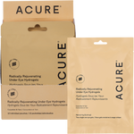 ACURE Radically Rejuvenating Under Eye Hydrogels packaging and individual gel packet with cucumber illustrations.