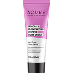 Acure Radically Rejuvenating Whipped Night Cream 50ml purple tube with white and gold text on a white background.
