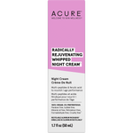 Purple box for Acure Radically Rejuvenating Whipped Night Cream 50ml featuring gold and white text on a white background.